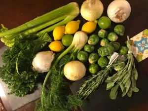 Variety of vegetables and herbs promoting sustainable kitchen habits
